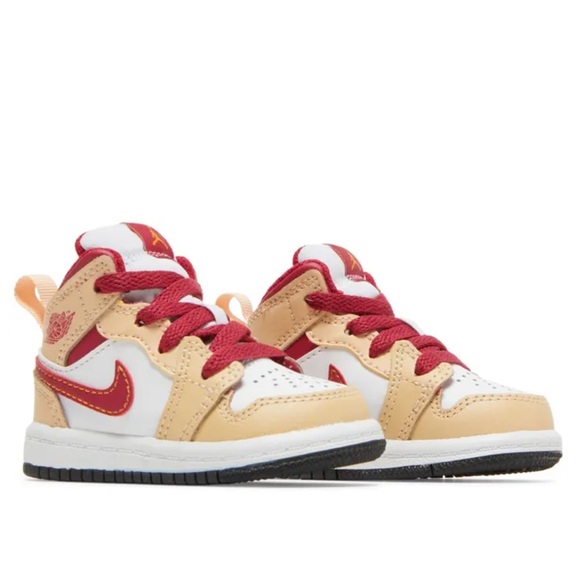 Nike Other - Nike Toddler Air Jordan 1 Mid Light Curry Cardinal Red Size 9c